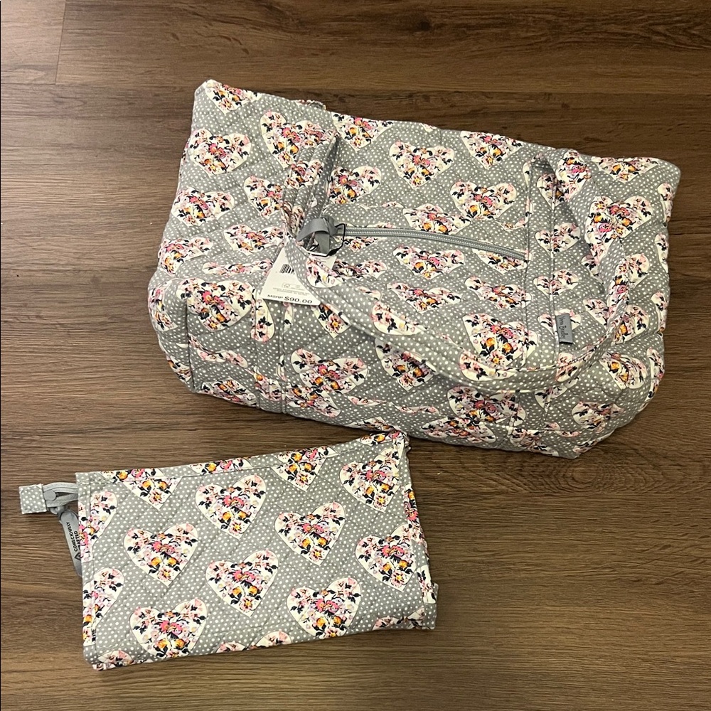 Vera Bradley Gray Floral Heart Tote - Picture 5 of 7